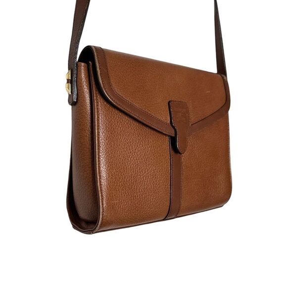 Authentic Burberrys Vintage Leather Shoulder Cross Body Bag Purse Brown 3046L - Picture 2 of 16